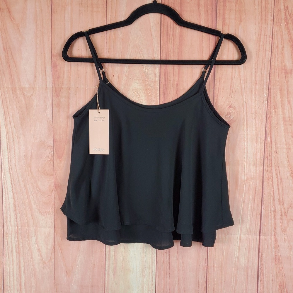 Eberjey Sleep Lace Cami Womens Sz Large Black Sleepwear NEW NWT
